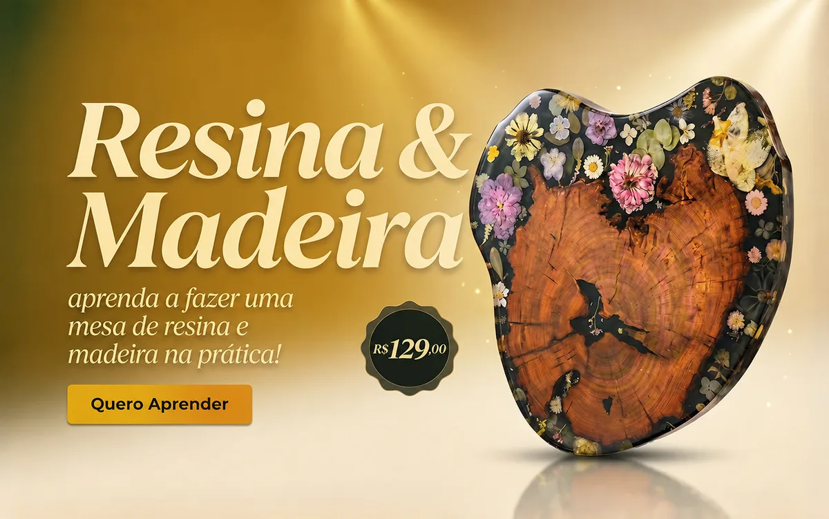 Mesa Resinada - Resina e Madeira